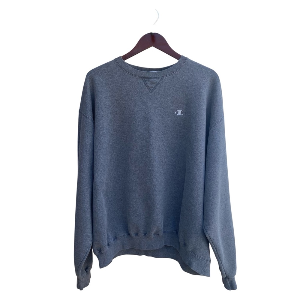 Vintage Champion Gray Logo Pullover Crew Neck Sweatshirt Men’s Grunge Skate